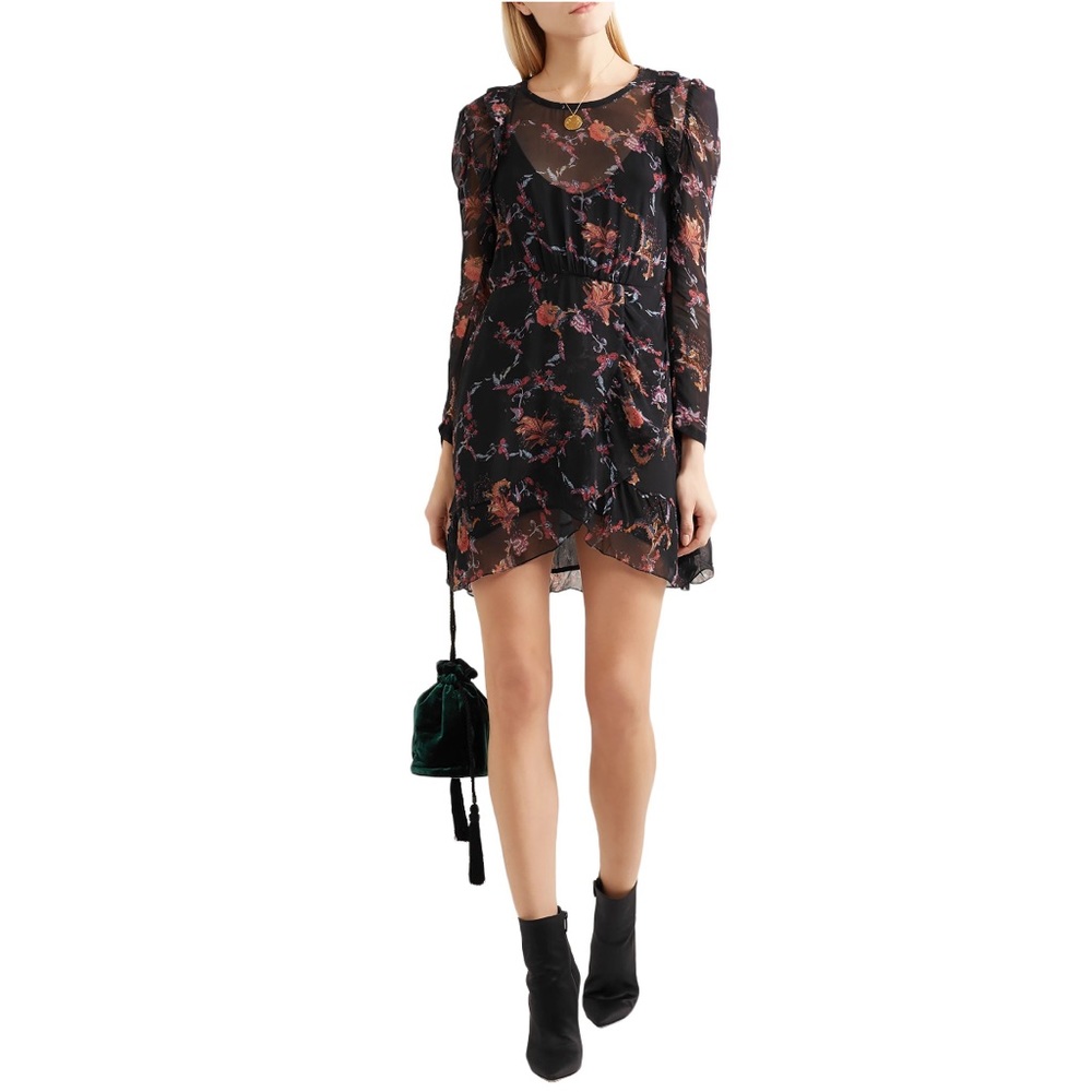 IRO Ruffled Printed Georgette Mini Dress